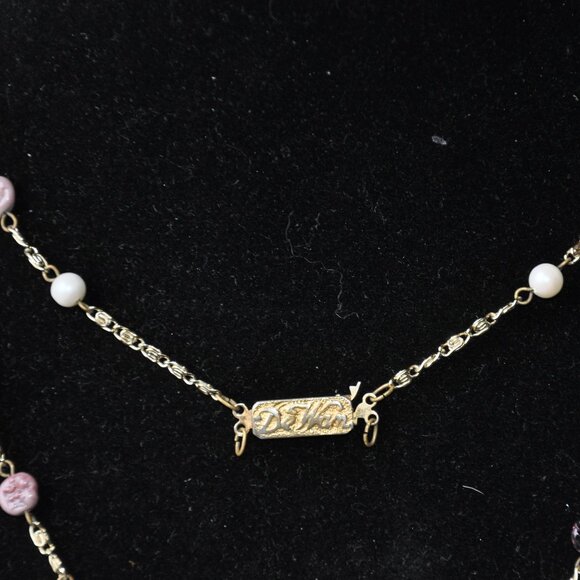 RARE Vintage DE WAN ITALY Necklace Gold Tone Signed Single Stand 37" - Picture 11 of 15
